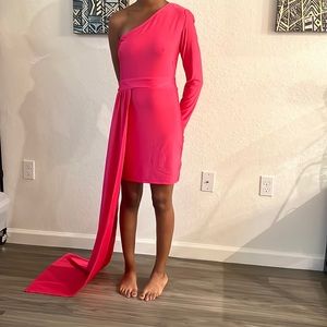 Hot Pink Dress Long Side Sash M New